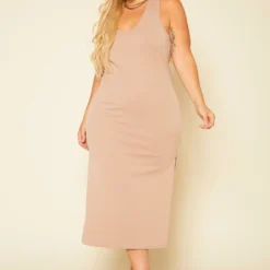 Plus Size Ribbed Lounge Midi Dress
