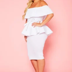 Plus Size Off Shoulder Peplum Midi Dress -Radiant Drape Sales 2020771 002 3