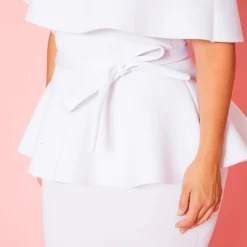 Plus Size Off Shoulder Peplum Midi Dress -Radiant Drape Sales 2020771 002 4