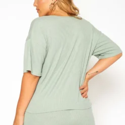 Plus Size Ribbed Casual T Shirt & Shorts Set -Radiant Drape Sales 2020785 005 4