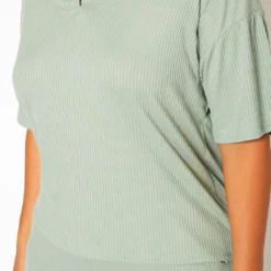 Plus Size Ribbed Casual T Shirt & Shorts Set -Radiant Drape Sales 2020785 005 5