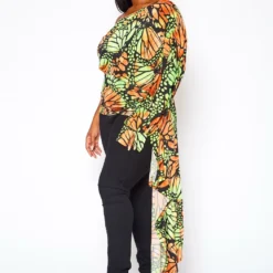 Plus Size Print One Sleeve Drape Hem Blouse -Radiant Drape Sales 2020789 001 4