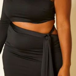 Plus Size One Sleeve Cut Out Dress 9 Plus Size One Sleeve Cut Out Dress -Radiant Drape Sales 2020792 001 5
