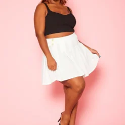 Plus Size Flare Pleated Mini Skirt