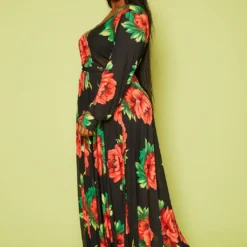 Plus Size Fit & Flare Peony Print Maxi Dress -Radiant Drape Sales 2020804 001 3
