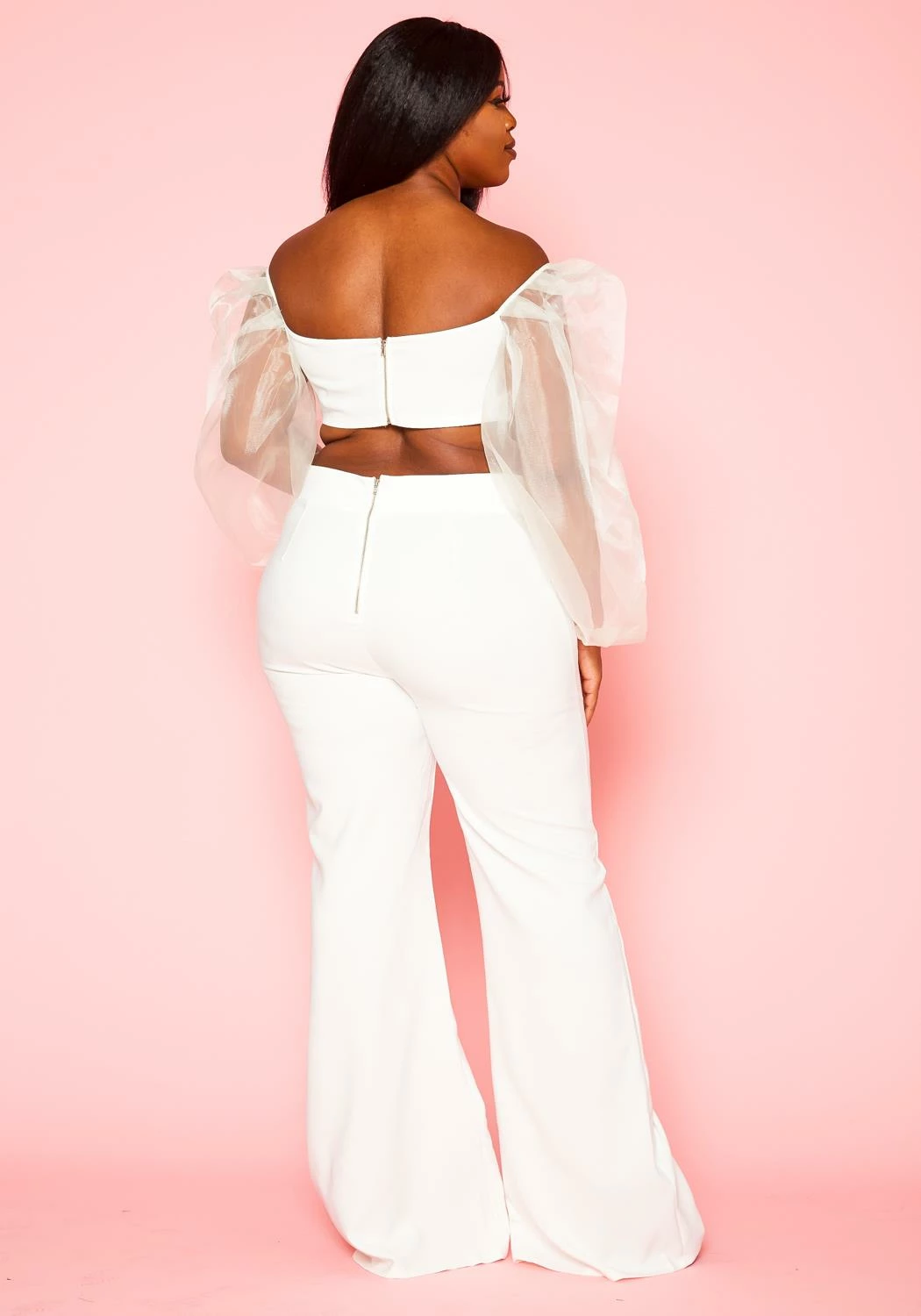 Plus Size Balloon Sleeve Crop Top And Pants Set 5 Plus Size Balloon Sleeve Crop Top And Pants Set - Image 5
