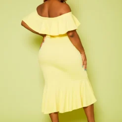 Plus Size High-Low Off Shoulder Ruffle Midi Dress -Radiant Drape Sales 2020814 001 5