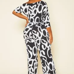 Plus Size Asymmetric Shoulder Abstract Print Jumpsuit -Radiant Drape Sales 2020815 001 5