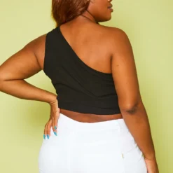 Plus Size Ribbed One Sleeve Crop Top -Radiant Drape Sales 2020817 001 5