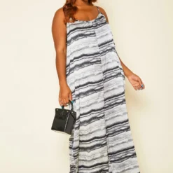 Plus Size Abstract Print Tank Jumpsuit