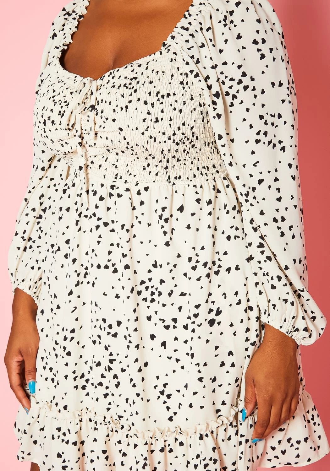 Plus Size Heart Print Flared Mini Dress 6 Plus Size Heart Print Flared Mini Dress - Image 6