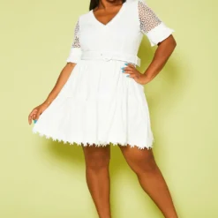 Plus Size Embroidered Tiered Dress