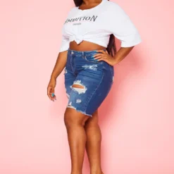 Plus Size Distressed Denim Shorts -Radiant Drape Sales 2020832 001 4