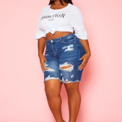 Plus Size Distressed Denim Shorts -Radiant Drape Sales 2020832 001 5