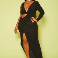 Plus Size One Sleeve Cut Out Maxi Dress 8 Plus Size One Sleeve Cut Out Maxi Dress -Radiant Drape Sales 2020838 001 2