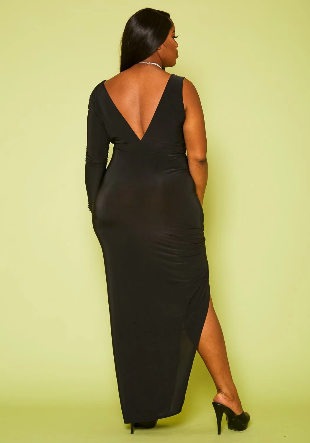 Plus Size One Sleeve Cut Out Maxi Dress 5 Plus Size One Sleeve Cut Out Maxi Dress - Image 5