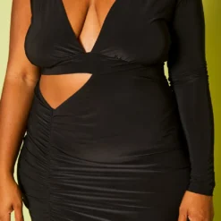 Plus Size One Sleeve Cut Out Maxi Dress 11 Plus Size One Sleeve Cut Out Maxi Dress -Radiant Drape Sales 2020838 001 6