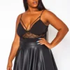 Plus Size Lace Front Strap Bodysuit