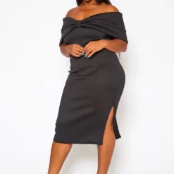 Plus Size Bow Off Shoulder Midi Dress 8 Plus Size Bow Off Shoulder Midi Dress -Radiant Drape Sales 2020842 001 4