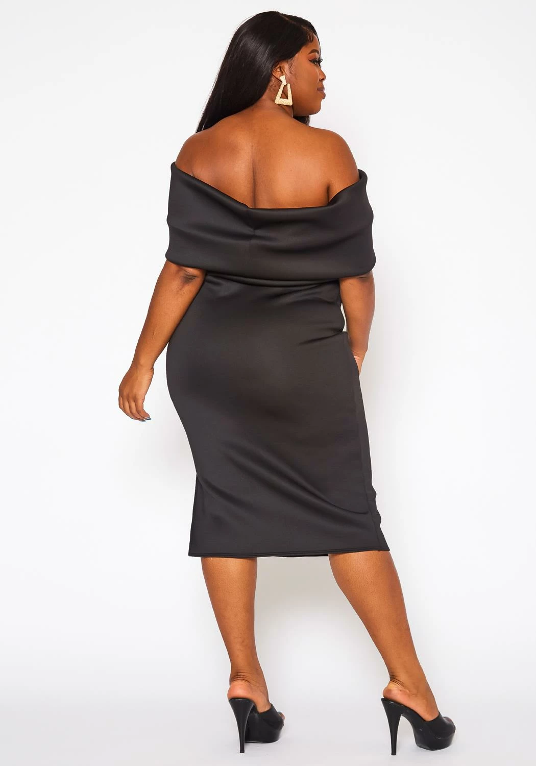 Plus Size Bow Off Shoulder Midi Dress 5 Plus Size Bow Off Shoulder Midi Dress - Image 5