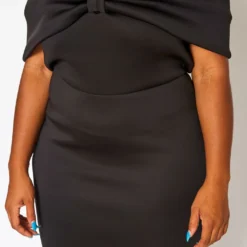 Plus Size Bow Off Shoulder Midi Dress 11 Plus Size Bow Off Shoulder Midi Dress -Radiant Drape Sales 2020842 001 6