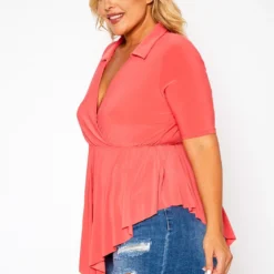 Plus Size Surplice Peplum Top -Radiant Drape Sales 2020847 001 3