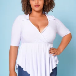 Plus Size Surplice Peplum Top