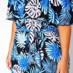 Plus Size Off Shoulder Leaf Print Tiered Dress -Radiant Drape Sales 2020872 001 5