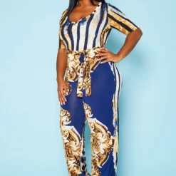 Plus Size Abstract Brocade Jumpsuit -Radiant Drape Sales 2020881 001 3