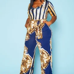 Plus Size Abstract Brocade Jumpsuit -Radiant Drape Sales 2020881 001 4