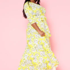 Plus Size Fit & Flare Floral Print Belted Maxi Dress -Radiant Drape Sales 2020893 003 5