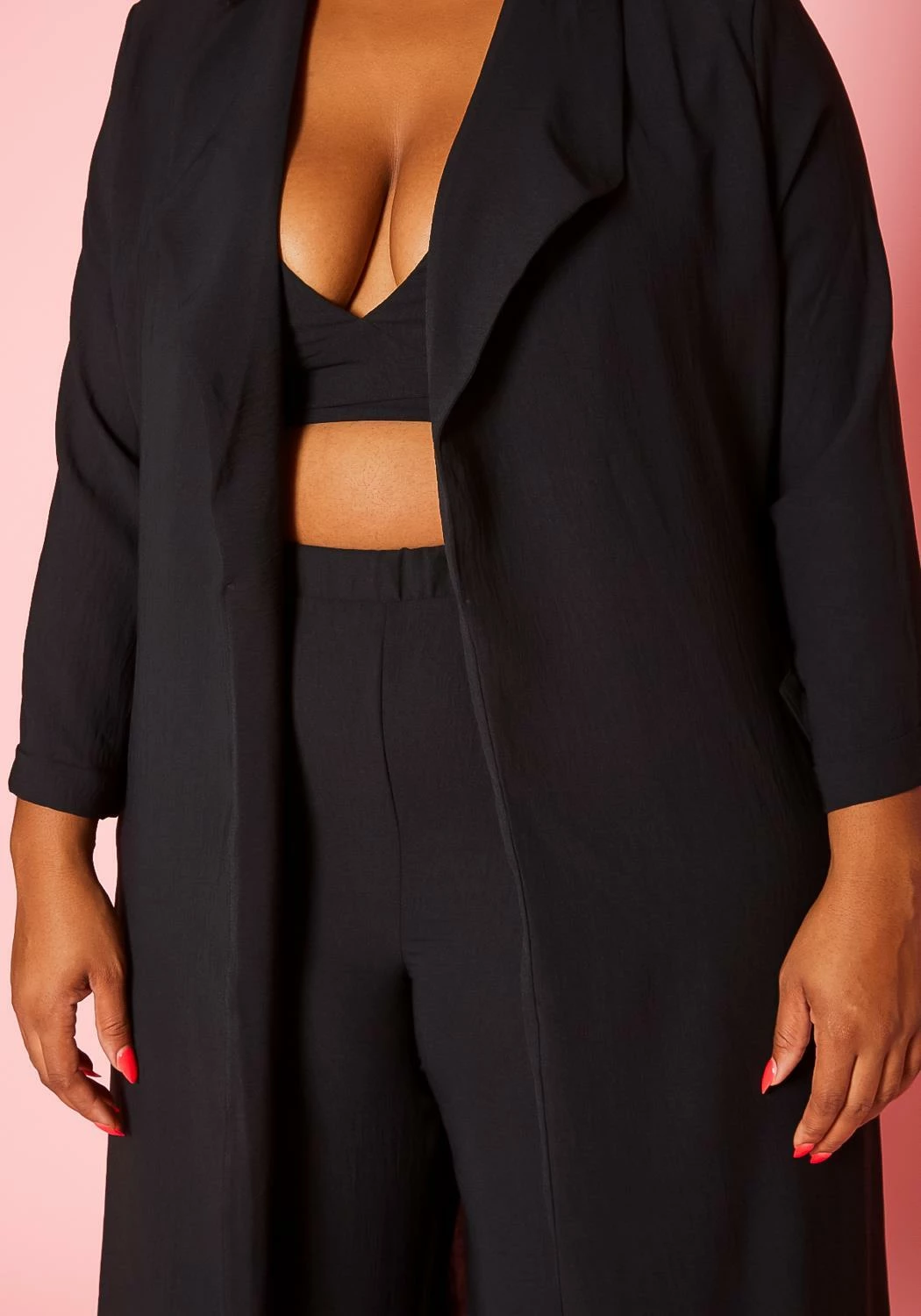 Plus Size Halter Crop Top & Duster Three Piece Set 7 Plus Size Halter Crop Top & Duster Three Piece Set - Image 7