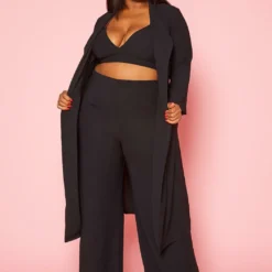 Plus Size Halter Crop Top & Duster Three Piece Set 10 Plus Size Halter Crop Top & Duster Three Piece Set -Radiant Drape Sales 2020899 001 7