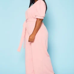 Plus Size Surplice Wide Leg Jumpsuit -Radiant Drape Sales 2020902 002 3