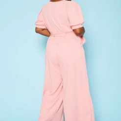 Plus Size Surplice Wide Leg Jumpsuit -Radiant Drape Sales 2020902 002 4
