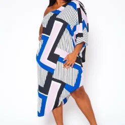 Plus Size Asymmetric One Shoulder Dress