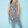 Plus Size Multi Print Sleek Top & Leggings Set