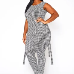 Plus Size Houndstooth Print Sleeveless Two Piece Set -Radiant Drape Sales 2020929 001 4