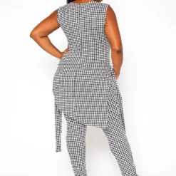 Plus Size Houndstooth Print Sleeveless Two Piece Set -Radiant Drape Sales 2020929 001 5