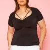 Plus Size Ruched Strappy Front Top