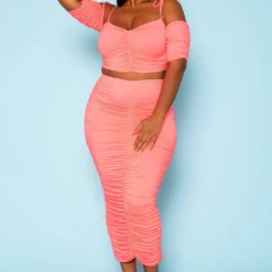 Plus Size Ruched Crop Top & Skirt Two Piece Set 8 Plus Size Ruched Crop Top & Skirt Two Piece Set -Radiant Drape Sales 2020940 002 2