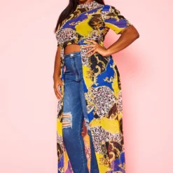 Plus Size Multi Print Chiffon High Low Top -Radiant Drape Sales 2020951 001 2