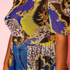 Plus Size Multi Print Chiffon High Low Top -Radiant Drape Sales 2020951 001 4