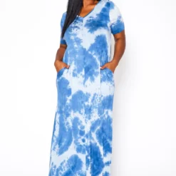 Plus Size Tie Dye V-Neck Short Sleeve Maxi Dress 8 Plus Size Tie Dye V-Neck Short Sleeve Maxi Dress -Radiant Drape Sales 2020960 001 2