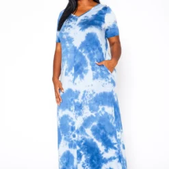 Plus Size Tie Dye V-Neck Short Sleeve Maxi Dress 9 Plus Size Tie Dye V-Neck Short Sleeve Maxi Dress -Radiant Drape Sales 2020960 001 3