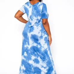Plus Size Tie Dye V-Neck Short Sleeve Maxi Dress 10 Plus Size Tie Dye V-Neck Short Sleeve Maxi Dress -Radiant Drape Sales 2020960 001 4