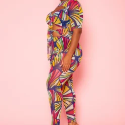 Plus Size Abstract Print Cut Out Jumpsuit 9 Plus Size Abstract Print Cut Out Jumpsuit -Radiant Drape Sales 2020967 001 2