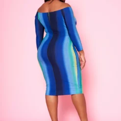 Plus Size Gradient Print Tie Front Bodycon Dress -Radiant Drape Sales 2020972 002 4