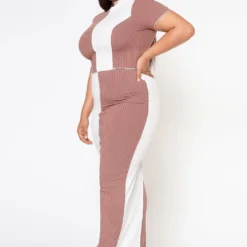 Plus Size Color Block Crop Top & Skirt Set -Radiant Drape Sales 2020974 003 2