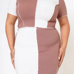 Plus Size Color Block Crop Top & Skirt Set -Radiant Drape Sales 2020974 003 4